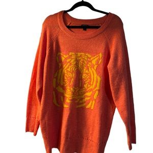 Torrid coral and yellow  tiger face sweater. Soft and stretchy